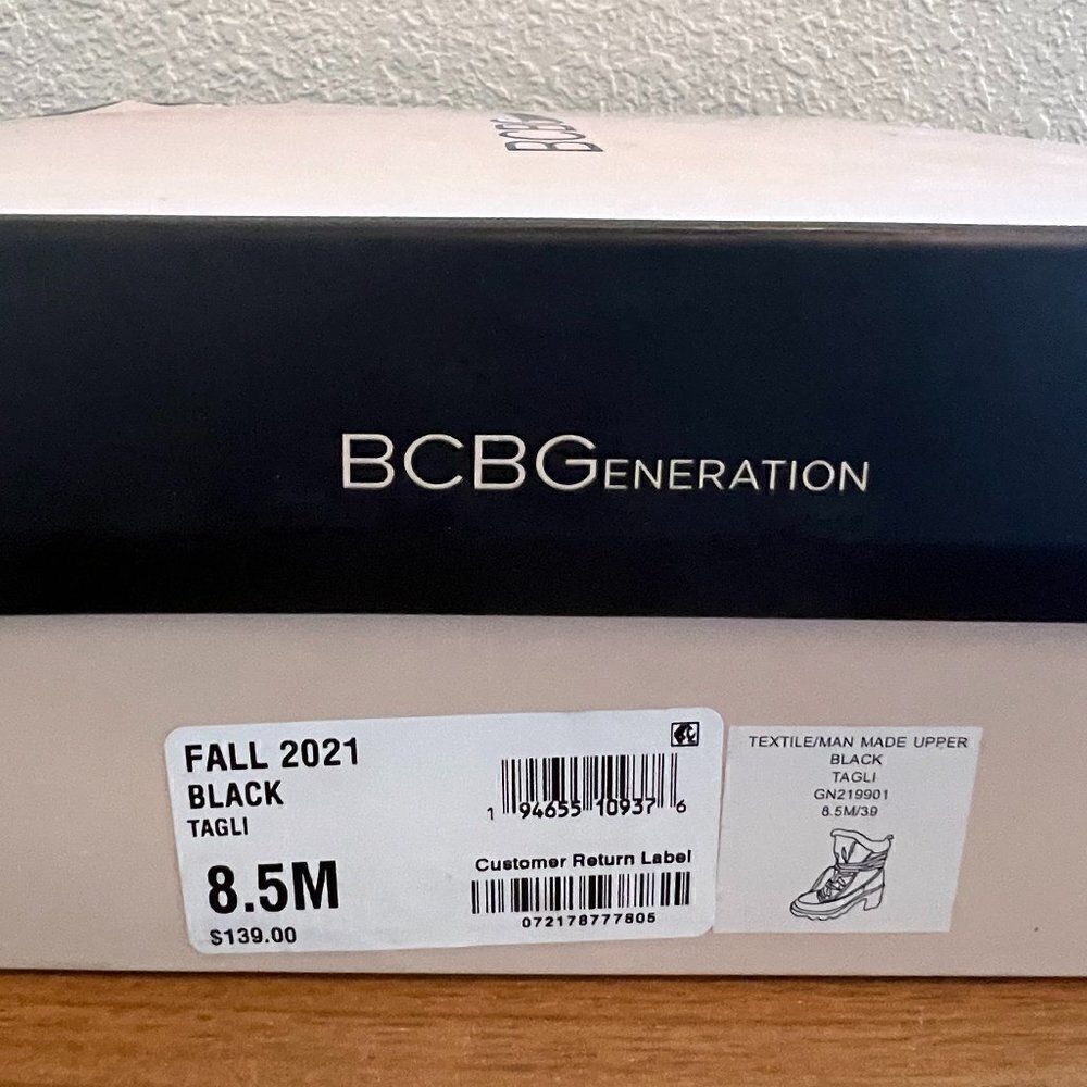 BCBGENERATION  Faux Fur Tagli Hiker Booties - Sz 8.5 - Black - Picture 8 of 8